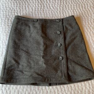 Loft Grey Button Front Wool Mini Skirt